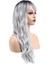 Perçemli Uzun Su Dalgası Fiber Sentetik Peruk - Siyah / Açık Gri Ombreli 4