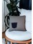 Kot Kumaştan Cep Detaylı 43X43 Dekoratif Kırlent Kılıfı Gri Denim Modern 1