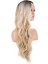 Uzun Su Dalgası Fiber Sentetik Peruk - Kumral / Bal Köpüğü Ombre ve Platin Röfleli 3