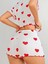 Kadın Beyaz Kırmızı Kalp Desenli Şortlu Gecelik Takım 5023 2