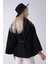 Siyah Yakası Kürklü Dikiş Detaylı Kemerli Panço 47122731.01 7
