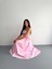 Straplez Pileli Elbise - Pembe 3