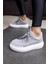 Girlya Kadın Gri Gercek Suet 6 cm Taban Yukseklık Sneaker 2