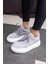 Girlya Kadın Gri Gercek Suet 6 cm Taban Yukseklık Sneaker 3