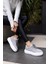 Girlya Kadın Gri Gercek Suet 6 cm Taban Yukseklık Sneaker 4