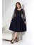 Simli Yuvarlak Yaka Elbise F119 2