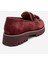 Poen Bordo Süet Hakiki Deri Püsküllü Kadın Loafer Ayakkabı 5