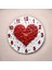 Kalp Sevgili Renkli Baskı Desenli Sayılı Hediyelik Ahşap Sessiz Tablo Duvar Saati 2