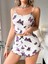 Kadın Lila Kebek Desenli Mini Şortlu Takım 5