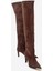Vody Kahverengi Süet Dizüstü Fermuarlı Kadın Topuklu Çizme 1