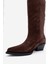 Orlo Kahverengi Süet Hakiki Deri Püsküllü Kadın Western Çizme 4