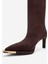 Lexa Kahverengi Süet Altın Detaylı Sivri Burunlu Kadın Topuklu Çizme 5