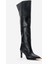 Vody Siyah Cilt Dizüstü Fermuarlı Kadın Topuklu Çizme 3