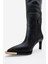 Vody Siyah Cilt Dizüstü Fermuarlı Kadın Topuklu Çizme 4