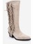 Orlo Bej Süet Hakiki Deri Püsküllü Kadın Western Çizme 3