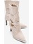 Myra Bej Süet Biyeli Tokalı Kadın Topuklu Bot 1