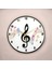 Müzik Nota Renkli Baskı Desenli Sayılı Hediyelik Ahşap Sessiz Tablo Duvar Saati 2