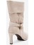 Myra Bej Süet Biyeli Tokalı Kadın Topuklu Bot 5