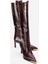 Lunelle Bordo Baskı Altın Detaylı Sivri Burunlu Kadın Topuklu Çizme 1