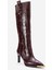 Lunelle Bordo Baskı Altın Detaylı Sivri Burunlu Kadın Topuklu Çizme 3