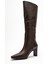 Lume Kahverengi Cilt Hakiki Deri Kadın Blok Topuklu Çizme 4