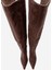 Vody Kahverengi Süet Dizüstü Fermuarlı Kadın Topuklu Çizme 2