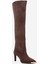 Vody Kahverengi Süet Dizüstü Fermuarlı Kadın Topuklu Çizme 3