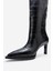 Lunelle Siyah Baskı Sivri Burunlu Kadın Topuklu Çizme 4