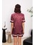 Saten Biyeli Kadın Pijama Takımı - 1325 Bordo 3