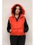 Kapşon Detaylı Şişme Yelek Turuncu 3
