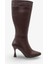 Lavena Kadın Hakiki Deri Topuklu Çizme Kahve 1