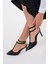 Siyah Fileli Cift Kemerli 8.5 cm Sivri Burun Stiletto Ince Topuklu Kadın Ayakkabı 3