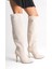 Ince Yüksek Topuklu Süet Bej Diz Üstü Kadın Uzun Çizme 3