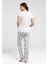 Kadın Krem Yarım Düğmeli Kısa Kol T-Shirt Viskon Kumaş Lohusa Pijama Takımı W4.A3.K6.R7K 3