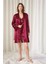 Kadın Bordo Saten Gelin 6'lı Çeyiz Seti Sabahlık & Gecelik & Pijama Şortlu Takım W8U6O7K0KKA 1