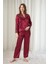 Kadın Bordo Saten Gelin 6'lı Çeyiz Seti Sabahlık & Gecelik & Pijama Şortlu Takım W8U6O7K0KKA 3