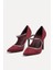 255017 Taşlı Stiletto Bordo Süet 2