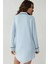 Kadın Ekstra Yumuşak Gömlek Yaka Mini Rahat Gecelik Bebek Mavisi 6