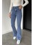 Yüksek Bel Ispanyol Paça Likralı Kadın Kot Jean Pantolon P-00010982 1
