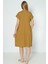 Kadın Düğmeli Kısa Kollu Yırtmaç Detaylı Pamuklu Elbise 4