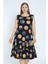 Siyah Para Desenli Askılı Cepli Pamuklu Elbise 1