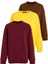 Sarı/kahverengi/bordo Bisiklet Yaka Basic 3'lü Paket Sweatshirt MG2595 1