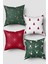 Yeşil Kırmızı Çam Ağacı ve Baston Şeker Yılbaşı 4'lü Kırlent Kılıfı Seti 1