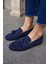 Albares Kadın Lacıvert Gercek Süet Puskullu Loafer 1