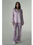 Saten Fuşya-Mavi Renkli Kadın Pijama Takımı 2