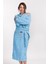 Stella Robe Ekstra Yumuşak Premium Kapşonlu Bornoz Mavi 3