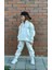 Unisex Oversize Fermuarlı Yaka Şardonlu Çocuk Takımı Beyaz - 7-8 Yaş 2