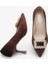 Lunvera Kadife Taşlı Tokalı Kadın Topuklu Ayakkabı Kahve 3