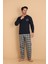 Flk 7014 Interlok Kışlık Ekose Pijamalı Erkek Pijama Takımı 1