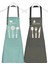 Kumaş Mutfak Önlüğü Seti 2'li Leke Tutmaz Su Itici %65 Pamuk %35 Polyester Chef Taster Önlük 2